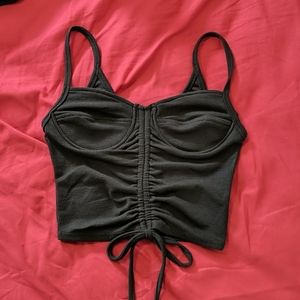 Black Ruched Bustier Crop Top